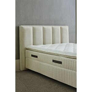 Violet Çift Kişilik Baza Başlık Seti Krem 200x200 cm
