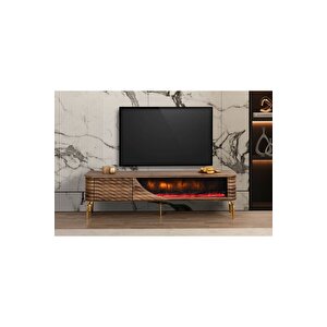 Petek Ceviz Gold Şömineli Tv Ünitesi
