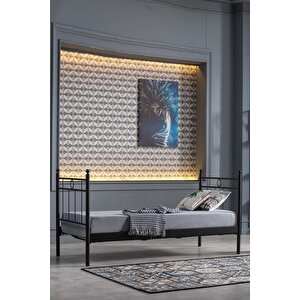 Hypnose Daybed Tek Kişilik Sedir Metal Karyola 90x200 Siyah