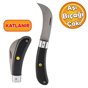 Aşı Bıçağı Bıçak Çakı Profesyonel Çelik Eğri Uçlu Bağ Ağaç Budama Plastik Saplı Aşı Çakısı 2'li̇ Set