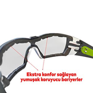 İş Güvenlik Gözlüğü Buğulanmaz Antifog Lazer Uv Koruyucu Toz Korumalı Gözlük Silikon Kulaklık Şeffaf