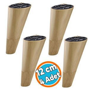 Mobilya Yükseltici Baza Ayağı Koltuk Kanepe Altı Puf Ayakları Açılı Konik 12 Cm Açık Ceviz Renk Ayak 4 Adet