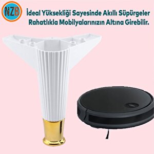 Mobilya Çekyat Kanepe Komidin Sehpa Tv Ünitesi Koltuk Ayağı 15 Cm Beyaz Altın Baza Ayak 4 Adet