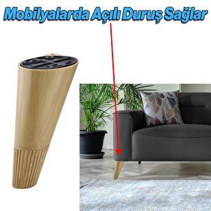 Mobilya Yükseltici Baza Ayağı Koltuk Kanepe Altı Puf Ayakları Açılı Konik 12 Cm Açık Ceviz Renk Ayak