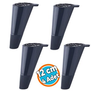 Mobilya Yükseltici Baza Ayağı Koltuk Kanepe Altı Puf Ayakları Açılı Konik 12 Cm Antrasit Ayak 4 Adet