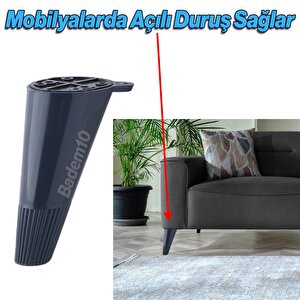 Mobilya Yükseltici Baza Ayağı Koltuk Kanepe Altı Puf Ayakları Açılı Konik 12 Cm Antrasit Ayak 4 Adet