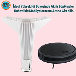 Mobilya Takımı Kanepe Çekyat Sehpa Tv Ünitesi Koltuk Ayağı Baza Ayakları Beyaz Krom 15 Cm 4 Adet