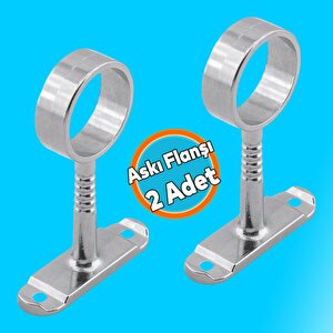 (2 Adet) Askı Flanşı Oval Dolap Boru Sabitleme Kıyafet Elbise Askı Flanş Aparatı Krom 75x25 Mm
