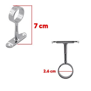 (2 Adet) Askı Flanşı Oval Dolap Boru Sabitleme Kıyafet Elbise Askı Flanş Aparatı Krom 75x25 Mm