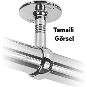 (2 Adet) Askı Flanşı Oval Dolap Boru Sabitleme Kıyafet Elbise Askı Flanş Aparatı Krom 75x25 Mm