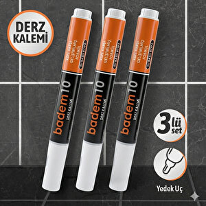 Derz Kalemi Hızlı Kuruyan Yedek Uç Su Bazlı Kokusuz Derz Dolgu Fayans Yenileme Boyası 3 Adet Beyaz