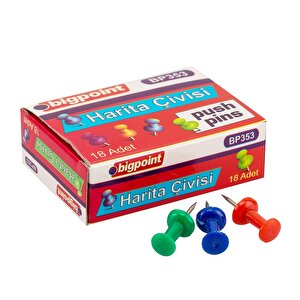 | Pano Çivisi Paketi Harita - Mantar Pano Uyumlu , 18'li Paket