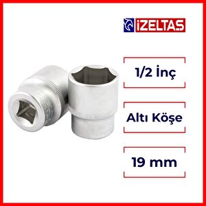 İzeltaş | Altı Köşe Lokma Anahtar, 1/2 İnç 19 Mm, Yüksek Tork Dayanımı