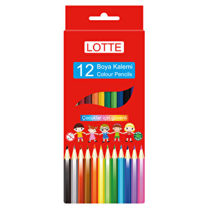 Lotte | Kuru Boya Kalemi Seti, Kırılmaya Karşı 3 Mm Uçlu, Çocuklar Için Güvenli Boya Kalemi, 12 Renkli Set