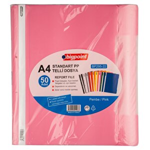 | Telli Dosya, Kalın Kapaklı, Poşet Dosyalara Uyumlu - 80 Gram (180 Adet A4) Kapasiteli, Pembe, 50 Adet