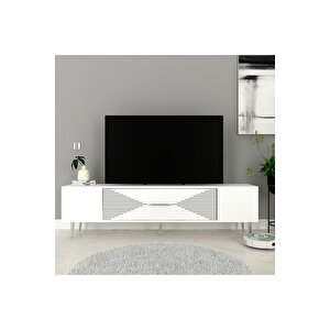 Dekol1dd Tv Sehpasi Beyaz-gümüş Beyaz-Gümüş