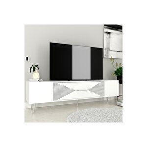 Dekol1dd Tv Sehpasi Beyaz-gümüş Beyaz-Gümüş