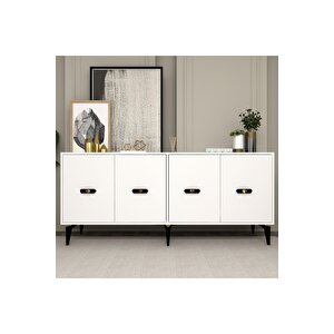Fly 180 Cm Şömi̇neli̇(b) Tv Üni̇tesi̇, Konsol(kx180) Ve Orta Sehpa Salon Takimi Beyaz-beyaz