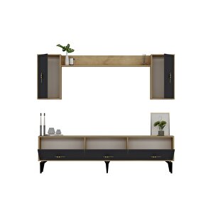 Zeus 180 Cm Tv Üni̇tesi̇, Konsol(kx180) Ve Orta Sehpa Salon Takimi Safi̇rmeşe-antrasi̇t Safirmeşe-Antrasit