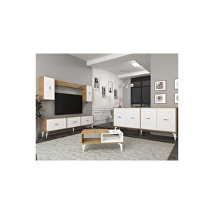 Zeus 180 Cm Tv Üni̇tesi̇, Konsol(kx180) Ve Orta Sehpa Salon Takimi Safi̇rmeşe-beyaz Safirmeşe-Beyaz
