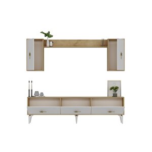 Zeus 180 Cm Tv Üni̇tesi̇, Konsol(kx180) Ve Orta Sehpa Salon Takimi Safi̇rmeşe-beyaz Safirmeşe-Beyaz