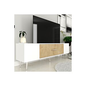 Dekol2dd Tv Sehpasi Beyaz-safi̇rmeşe-gümüş Safirmeşe-Gümüş