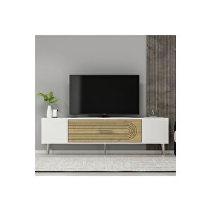 Dekol3dd Tv Sehpasi Beyaz-safi̇rmeşe-gümüş Safirmeşe-Gümüş