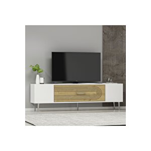 Dekol3dd Tv Sehpasi Beyaz-safi̇rmeşe-gümüş Safirmeşe-Gümüş
