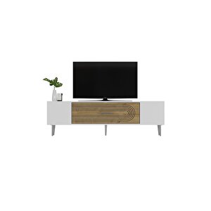 Dekol3dd Tv Sehpasi Beyaz-safi̇rmeşe-gümüş Safirmeşe-Gümüş