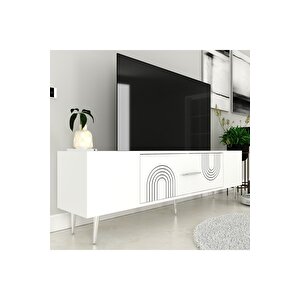 Dekol2dd Tv Sehpasi Beyaz-gümüş Beyaz-Gümüş