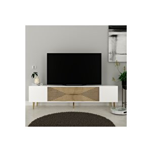 Dekol1dd Tv Sehpasi Beyaz-safi̇rmeşe-altin Safirmeşe-Altın