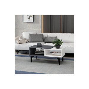 Sinta 180 Cm Şömineli(b) Tv Ünitesi, Konsol(kx180) Ve Orta Sehpa Salon Takımı Antrasit-beyaz