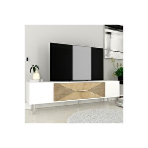 Dekol1dd Tv Sehpasi Beyaz-safi̇r-gümüş Safirmeşe-Gümüş