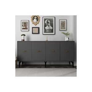 Sinta 180 Cm Şömineli(b) Tv Ünitesi, Konsol(kx180) Ve Orta Sehpa Salon Takımı Antrasit-antrasit