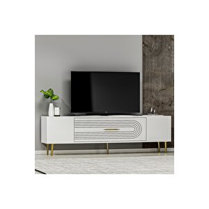 Dekol3dd Tv Sehpasi Beyaz-altin Beyaz-Altın