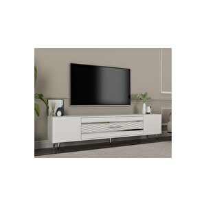 Dekolp2dd Tv Sehpasi Beyaz Gümüş Beyaz-Gümüş