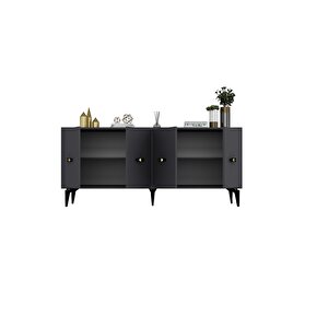 Fly 180 Cm Şömi̇neli̇(b) Tv Üni̇tesi̇, Konsol(kx180) Ve Orta Sehpa Salon Takimi Antrasi̇t-antrasi̇t