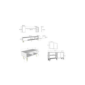 Fly 180 Cm Şömi̇neli̇(b) Tv Üni̇tesi̇, Konsol(kx180) Ve Orta Sehpa Salon Takimi Antrasi̇t-antrasi̇t