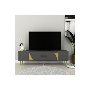 Dekop2dd Tv Sehpasi Antrasi̇t-altin Antrasit Gold