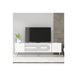 Dekol3dd Tv Sehpasi Beyaz-gümüş Beyaz-Gümüş