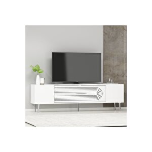 Dekol3dd Tv Sehpasi Beyaz-gümüş Beyaz-Gümüş