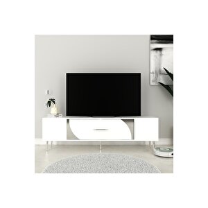 Dekop2dd Tv Sehpasi Beyaz-gümüş Beyaz-Gümüş
