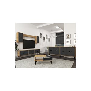 Hira 180 Cm Tv Ünitesi, Konsol(kx180) Ve Orta Sehpa Salon Takımı Safirmeşe-antrasit Safirmeşe-Antrasit