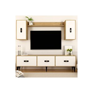 Hira 180 Cm Tv Ünitesi, Konsol(kx180) Ve Orta Sehpa Salon Takımı Safirmeşe-beyaz Safirmeşe-Beyaz