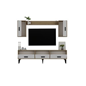 Hira 180 Cm Tv Ünitesi, Konsol(kx180) Ve Orta Sehpa Salon Takımı Safirmeşe-beyaz Safirmeşe-Beyaz