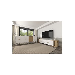 Verydd 2'li Salon Takımı 180 Cm Konsol (kx180) Ve Tv Sehpası Beyaz-safirmeşe Beyaz-Safirmeşe