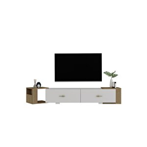 Verydd 2'li Salon Takımı 180 Cm Konsol (kx180) Ve Tv Sehpası Beyaz-safirmeşe