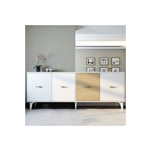 Verydd 2'li Salon Takımı 180 Cm Konsol (kx180) Ve Tv Sehpası Beyaz-safirmeşe