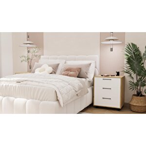 Moss Komodin Safir Meşe- Beyaz Çekmece