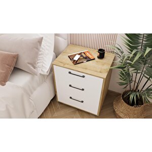 Moss Komodin Safir Meşe- Beyaz Çekmece